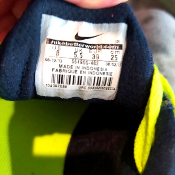 Womens Nike Revolution 2 sneakers Navy Pink Yellow Laces size 8 - Picture 5 of 9